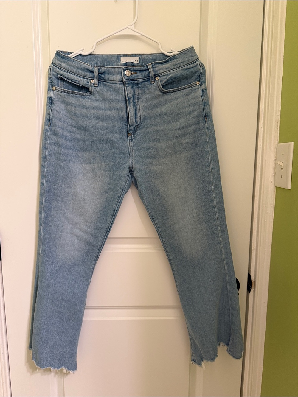 LOFT Light Blue Straight Leg Jeans with Raw Hem